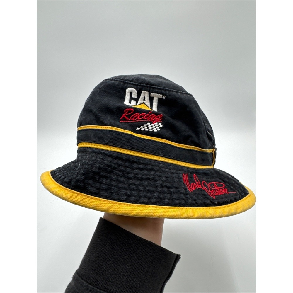 Vintage 90's Ward Burton Nascar CAT Caterpillar Racing Fishing Bucket Hat #22